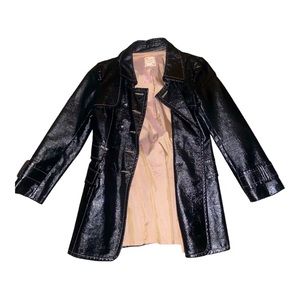 black glossy trench coat